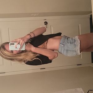 Adorable Jean shorts with white lace bottom Size 0